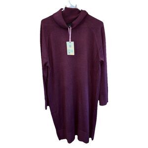 Alex Marie Eggplant Sweater Dress XL Pullover New Long Sleeve Karina Slits Cowl